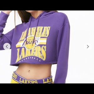Sexy cropped Los Angeles Lakers hoodie